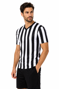Chemise d'arbitre unisexe à rayures noires et blanches, col en V, manches courtes, maillot d'arbitre de basket-ball, respirant, séchage rapide, anti-UV - Product Image 5