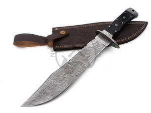 Cuchillo Bowie de Damasco Hecho a Mano de Nueva Marca, Hoja Afilada, Mango de Espiga Completa con Funda, Cuchillo de Caza para Supervivencia al Aire Libre, Afilado como una Navaja - Product Image 5