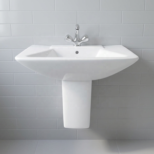 Juego de artículos sanitarios de cerámica Vinus de color blanco, lavabo decorativo de medio pedestal, hecho en India, al precio más bajo. - Product Image 4