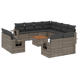 Set Divano da Giardino in Rattan PE Grigio, Arredamento da Esterno Pieghevole, Design Contemporaneo con Cuscini in Schiuma ad Alta Densità - Product Image 2
