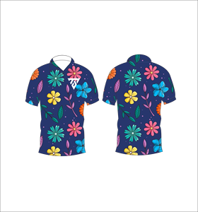Polo pour homme bleu marine à imprimé floral multicolore, manches courtes, décontracté, pour l'été, pour le golf - Product Image 3