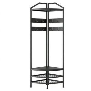 Corner <b>Shelf</b> and Clothes Hanger with Shoe Cabinet Functional Coat <b>Stand</b> - Product Image 5