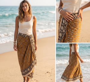 Wholesale Hand Block Printed Lightweight Breathable Long Cotton <b>Sarong</b> Pareo Floral Beach Wrap for Women Boho Cover 100% Cotton - Product Image 4