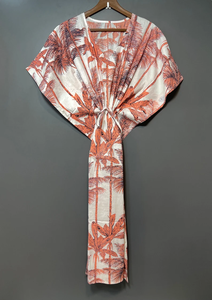 Vestido Kaftán Casual de Verano sin Mangas con Estampado Tropical Digital, de Algodón, para Mujer, Playa, Islas del Pacífico Asiático - Product Image 3