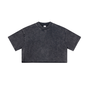 Top Corto de Moda Americana Personalizado de Alta Calidad para Mujer, Corte Ajustado, Estilo Vintage Lavado, Apliques de Verano, Tela Jersey - Product Image 5