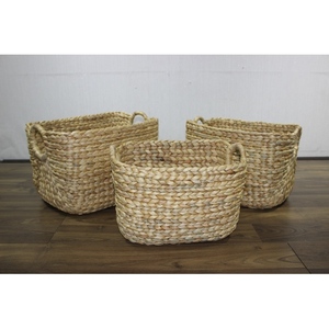 Trending Water Hyacinth Storage <b>Baskets</b> Rectangle With Handles Nordic Style Multi-Purpose Neatening Organizers - Product Image 5
