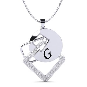 Colgante de Lujo con Letra G, Moissanita + Plata 925 con Cristal, Joyería de Moda Unisex, Amuleto para Regalo - Product Image 1