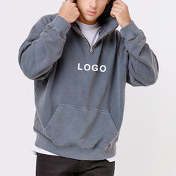 บริการ OEM และเสื้อฮู้ดซิปผู้ชายขายดี ผ้าฝ้ายฟลีซ 100% ระบายอากาศได้ดี แขนยาว - Product Image 3