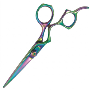 Rainbow Stainless Steel Hair Scissors Salon <b>Barber</b> Cutting Shears Straight <b>Blade</b> Right Hand Use Made in Pakistan - Product Image 4
