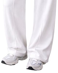 Pantalones Deportivos de Felpa para Mujer, Color Blanco Puro, Pierna Ancha, Cintura Elástica con Cordón, Corte Holgado Informal, Suaves y Cómodos para Estar en Casa - Product Image 6