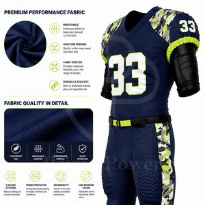 Conjunto de Pantalones y Camiseta de Fútbol Americano Premium, Uniforme de Equipo Personalizado con Letras Impresas, 100% Poliéster, Secado Rápido, Transpirable, Venta al Por Mayor - Product Image 6