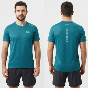 OEM Custom Logo Printed <b>Men</b> <b>Dry</b> <b>Fit</b> <b>T</b> <b>Shirt</b> Short Sleeve O-Neck Sportswear Tee Knitted Polyester Top <b>Men's</b> Athletic Tee Top - Product Image 2