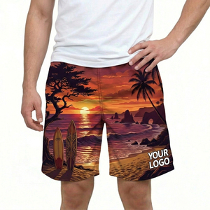 Shorts de bain pour hommes, solides, à séchage rapide, couleurs personnalisables, fermeture à cordon, doublure en maille, vêtements de plage - Product Image 6