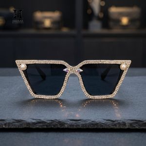 Luxury Full Rhinestone <b>Square</b> <b>Sunglasses</b> Women Pearl Diamond Embellished Black <b>Frame</b> Designer Shades - Product Image 3