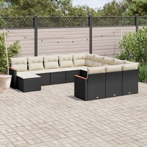Conjunto de Sofás Grandes para Jardín en Ratán PE Negro con Acero con Recubrimiento en Polvo, Muebles de Exterior Premium - Product Image 1