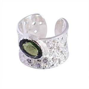 Anillo de Plata de Ley 925 con Circonita Cúbica y Moldavita, Estilo Vintage, para Bodas, Venta Caliente 2026 - Product Image 1