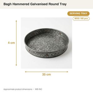 Bandeja de Servir de Hierro Galvanizado de Zinc Envejecido Hecha a Mano de 35 cm con Superficie Ondulada para Decoración del Hogar y Uso en Hoteles - Product Image 4