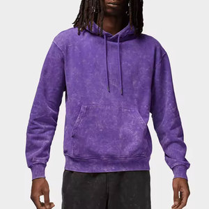 Sudadera con Capucha Morada para Hombre, Estilo Acid Wash, Corte Holgado, Felpa Francesa de Algodón, Informal, con Bolsillo Delantero, para Otoño - Product Image 2