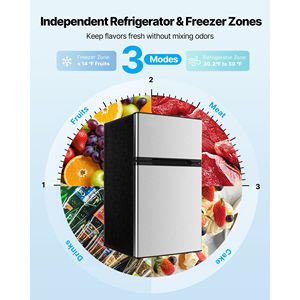 "Compact 3.2 Cu.Ft Household Mini Fridge Freezer with Two Doors Adjustable Temperature Energy Efficient Small Size" - Product Image 4