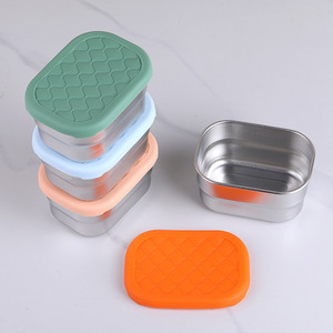 Boîtes repas en acier inoxydable 304 avec couvercles en silicone pour le stockage en gros des aliments, ensembles de contenants hermétiques carrés pour repas - Product Image 4