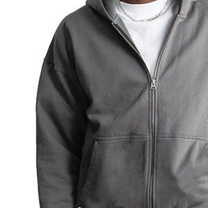 Sweat-shirt à capuche surdimensionné avec fermeture éclair Harry Johnson Production, couleur unie, en coton French Terry, décontracté, pour l'automne, avec poches - Product Image 4