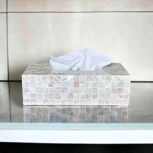 Boîte à mouchoirs artisanale en nacre, porte-serviettes de luxe marocain incrusté d'os, distributeur décoratif de papier facial, boîte à serviettes - Product Image 2
