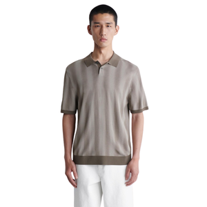 Polo en tricot à rayures diffusées pour homme, manches courtes, coton premium texturé, coupe ajustée, décontracté et élégant, idéal pour l'été, vente en gros - Product Image 3