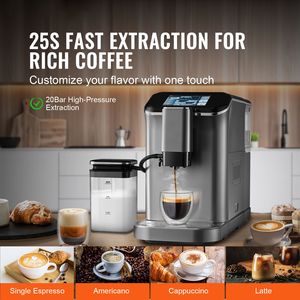 Macchina per Espresso e Montalatte Completamente Automatica, 20 Bar, Schermo Touch TFT, per Cappuccino e Latte, Funzione Manuale, Spina USA - Product Image 2