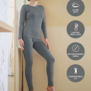 Vente en gros de sous-vêtements longs personnalisés pour femmes, manches longues, décontractés, printemps/été, en coton doux de haute qualité, respirants, tricotés, anti-boulochage - Product Image 1