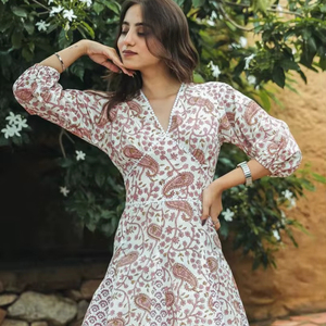 Modern Designer Looking Customized Cotton Fabric in Summer Casual Wearing Maxi Western dresses <b>items</b> Printed Antique Dress set - Product Image 1