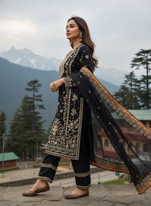 Designer <b>Kurti</b> and Plazzo Set for Women Latest Ethnic Wear Comfortable Stylish Outfit Perfect for Wedding Festive and Party - Product Image 3