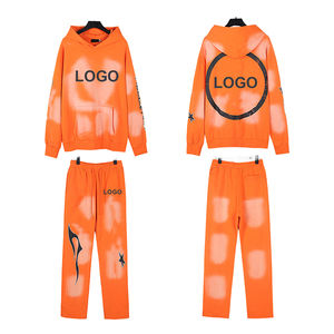 Ensemble sweat à capuche et pantalon pour homme brodé sur mesure avec poche en tissu tricoté imperméable - Product Image 1