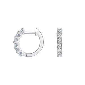 Pacho Minimalist Luxury 925 Sterling <b>Silver</b> Single Row Brilliant Cut Channel Set Moissanite Hoop <b>Earrings</b> Women <b>Men</b> Engagement - Product Image 3