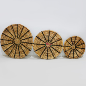Handmade Rattan Woven Storage <b>Baskets</b> Round Bohemian Style Natural Fiber Decorative <b>Trays</b> for Living Room Neatening - Product Image 1