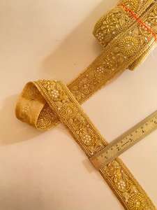 Nuevo Lanzamiento: Ribete de Encaje Metálico Bordado de Alta Calidad con Efecto Espejo para Calzado, Estilo Tradicional Indio, ¡Venta Caliente! - Product Image 4