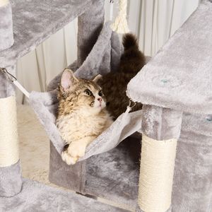 72\" Indoor <b>Cat</b> <b>Tree</b> Tower with 2 Condos Sisal <b>Scratching</b> Post Hammock Top Perch Jumping Platforms for Large <b>Cats</b> - Product Image 5