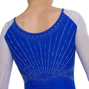 Nouveau justaucorps athlétique respirant et extensible sans coutures pour femme, col rond, orné de strass - Product Image 6