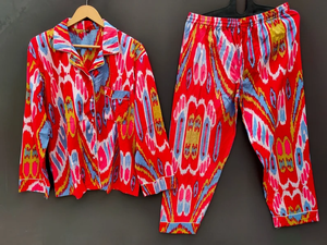 Conjunto de Pijama Coordinado con Estampado Animal para Mujer de Naaz Textile, Ropa de Dormir Informal de Verano, Suave y Transpirable, 100% Algodón, Largo hasta la Rodilla, Manga Larga - Product Image 5