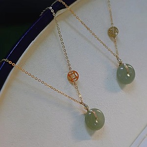 Collier en argent S925 de style rétro de haute qualité, chaîne de collier, jade de Hotan naturel, boucle de paix, pièce de monnaie en cuivre de marque, pendentifs fins, charmes - Product Image 4