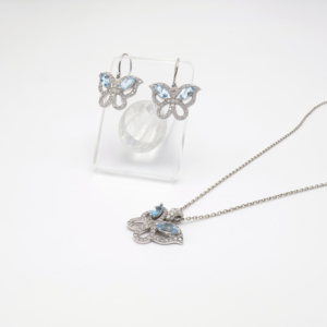 Royal Blue Topaz Marquise Shape Pendant and <b>Stud</b> <b>Earrings</b> <b>Set</b> Stylish Gemstone Jewelry Fashion Accessory - Product Image 5