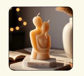 Bougie d'art moderne en forme de couple, faite à la main en paraffine, pour décoration intérieure, style mariage, sans gouttes, non parfumée - Product Image 2