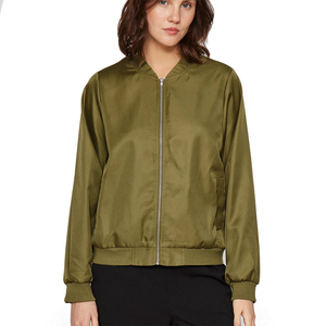 Chaqueta bomber acolchada de satén transpirable y ecológica para mujer, color rosa claro, manga larga, con cremallera, a prueba de viento. - Product Image 3
