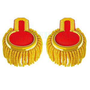 Wholesale Band Uniform Epaulettes White or Gold Fringed Epaulettes Gold Embroidered <b>Sew</b>-On Fabric Shoulder Boards Epaulette - Product Image 4
