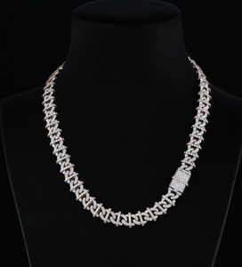 Hip Hop Cuban Chain <b>Necklace</b> Iced Full Pave 925 Silver Gold Plated Luxury Unisex <b>Statement</b> Jewelry Party Street Styl - Product Image 5