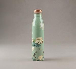 Oriental Floral Design Eco-Friendly Copper <b>Water</b> <b>Bottle</b> <b>1L</b> Luxury Elegant Handmade Portable Travel Drinkware - Product Image 2
