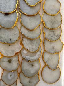 Natural Salt Agate <b>Coasters</b> Gold Edged Luxury Gemstone Sliced Stone <b>Drink</b> <b>Coaster</b> Set for Home Decor Wholesale Artisan Gift - Product Image 5