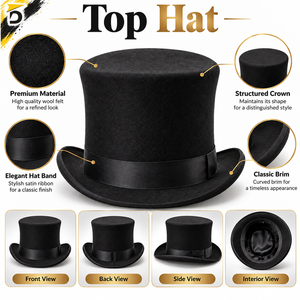 Premium Top <b>Hat</b> Features Durable Construction Comfortable Fit And Elegant Styling <b>For</b> Formal Events <b>Weddings</b> & Special Occasions - Product Image 6