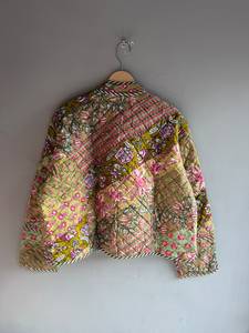 <b>Quilted</b> Cotton <b>Jacket</b> Women Floral <b>Pattern</b> Mandarin Collar Full Sleeve Patch Pocket Autumn Regular Length Woven Fabric GIFT - Product Image 6