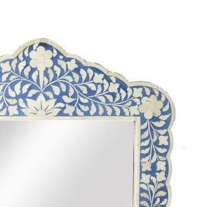 Miroir mural décoratif de luxe en os et bois incrusté, fait main et personnalisé, pour les intérieurs et la décoration modernes - Product Image 3