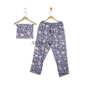 ชุดนอนเซ็กซี่ลายดอกไม้สไตล์ชาวชาวปุรีสำหรับผู้หญิง ผ้าฝ้าย 100% เอวยางยืด ชุดคอมโบ ลายพิมพ์ดิจิทัลสำหรับฤดูหนาว ซักเครื่องได้ - Product Image 3